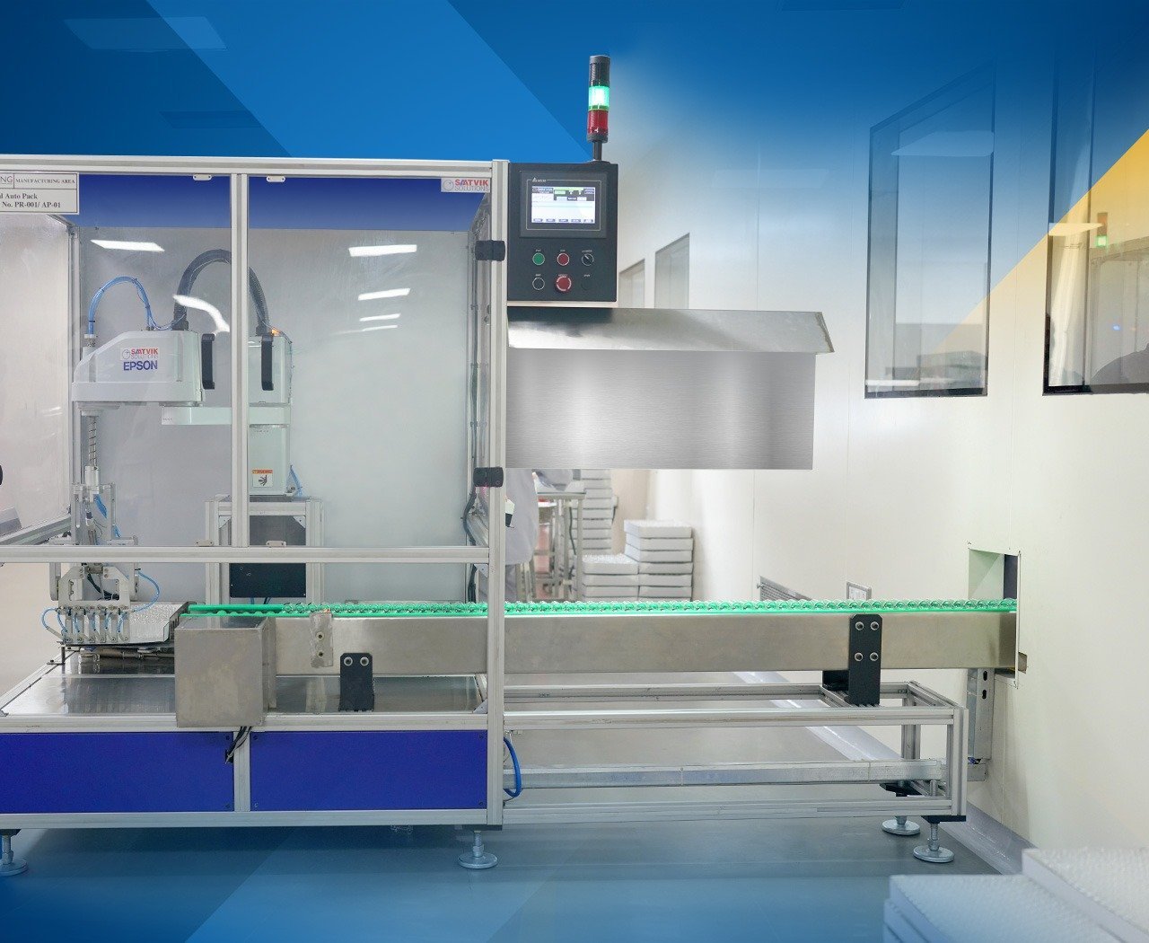 Automated glass handling line with a robotic arm